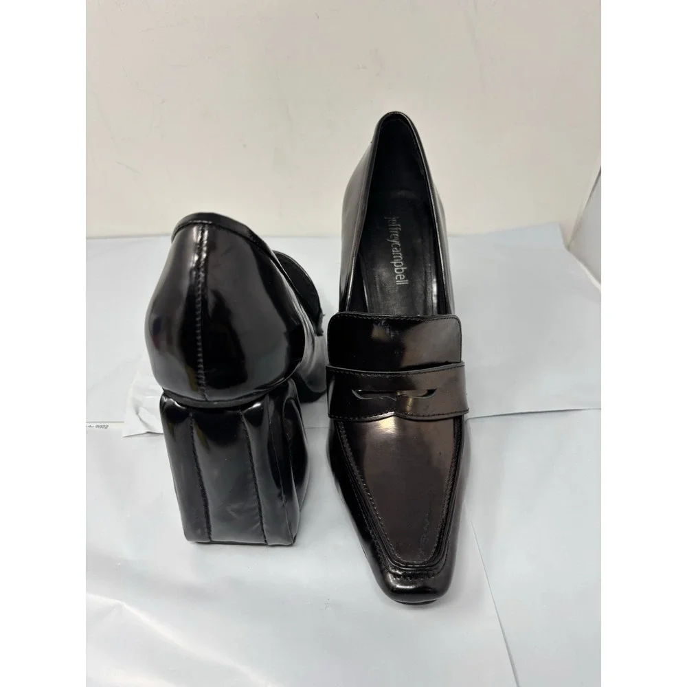 Jeffery Campbell Braque Block Heel Pump In Black women's Size 7.5 Metallic